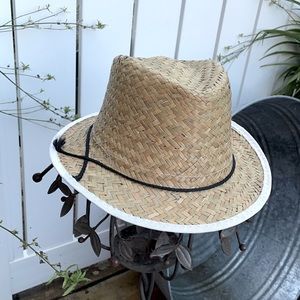 Straw fedora shaped hat for summer, vintage